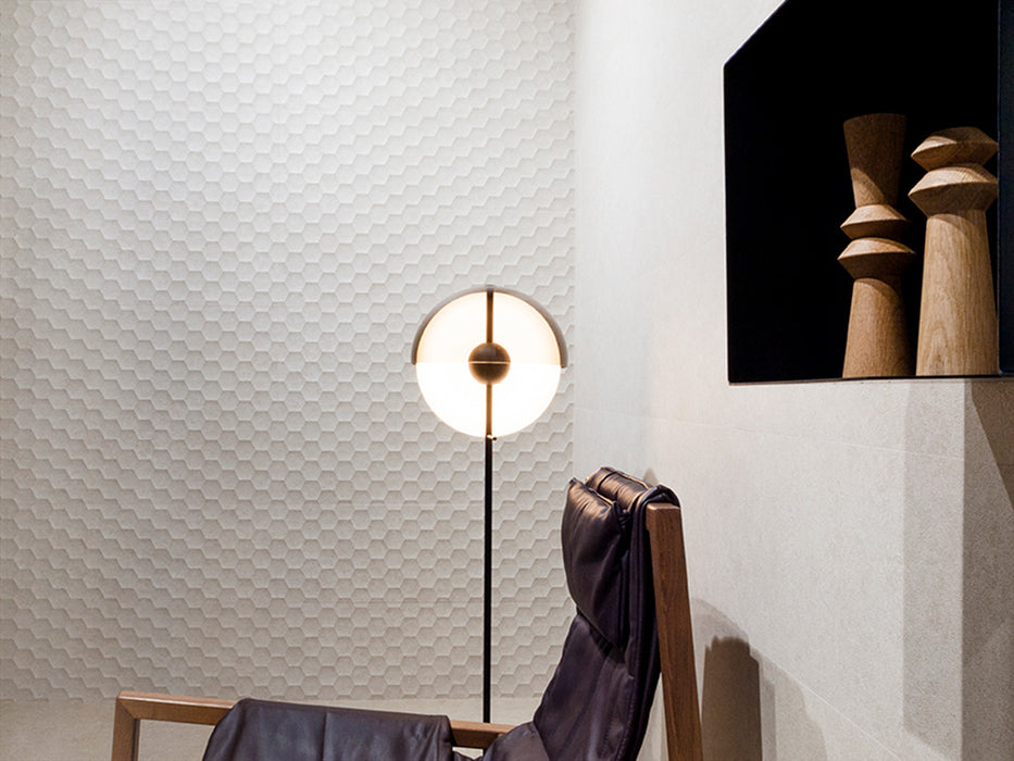 Walker Zanger - Bera & Beren - 12 in. x 36 in. Six Decorative Wall Tile - Light Grey Variation Installed