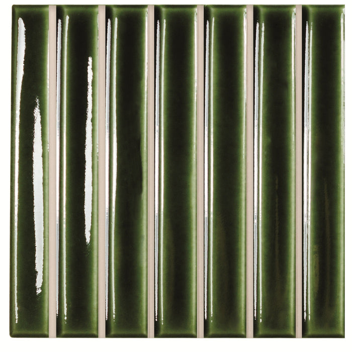 WOW - Sweet Bars 5 in. x 5 in. Glossy Porcelain Mosaic - Olive