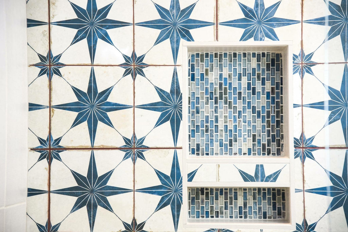 Bestile - Peronda 18 in. x 18 in. Ceramic Tile - FS Star Blue Niche Install