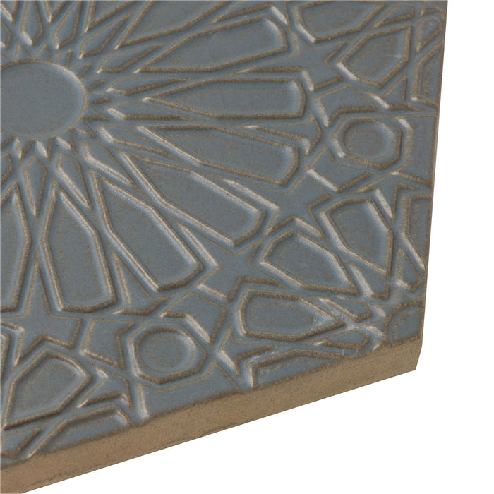 Walker Zanger - Andalucia - 9 in. x 10 in. Fez Matte Decorative Tile - Atlantico Edge View