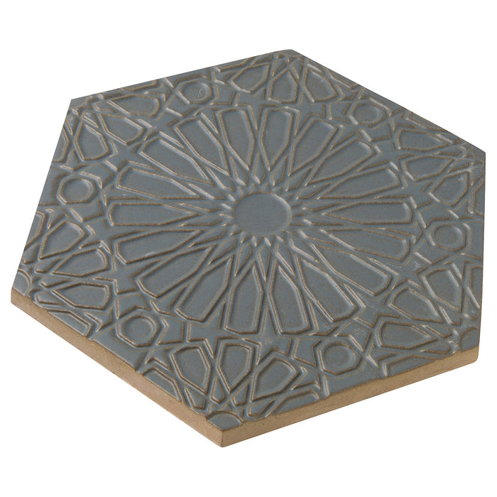 Walker Zanger - Andalucia - 9 in. x 10 in. Fez Matte Decorative Tile - Atlantico Angled View