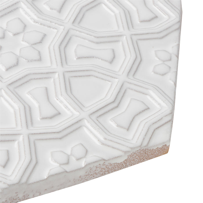 Walker Zanger - Andalucia - 9 in. x 10 in. Marrakesh Glossy Decorative Tile - Blanco Close View