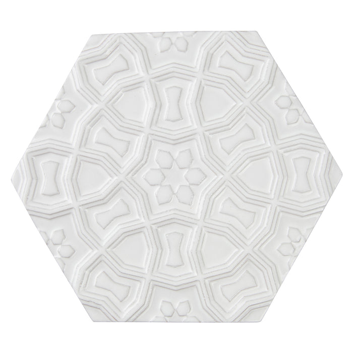Walker Zanger - Andalucia - 9 in. x 10 in. Marrakesh Glossy Decorative Tile - Blanco tile View