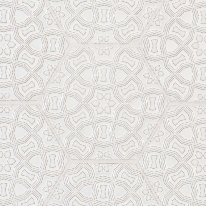 Walker Zanger - Andalucia - 9 in. x 10 in. Marrakesh Glossy Decorative Tile - Blanco