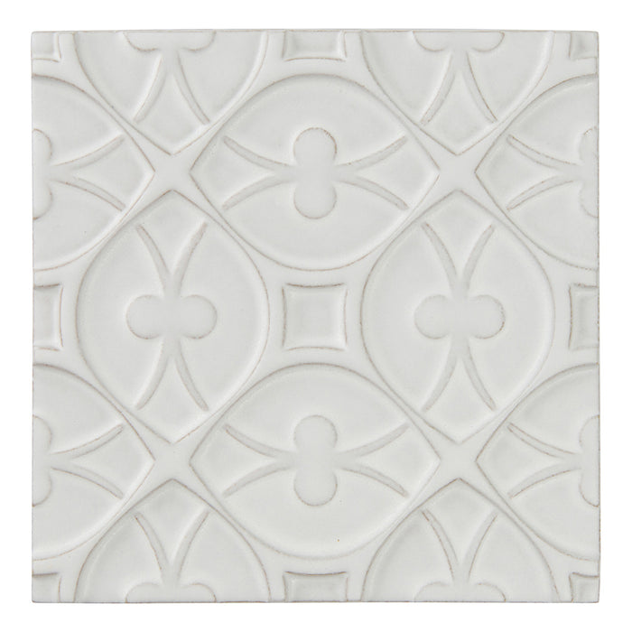 Walker Zanger - Andalucia - 6 in. x 6 in. Alhambra Matte Decorative Tile - Blanco Tile View