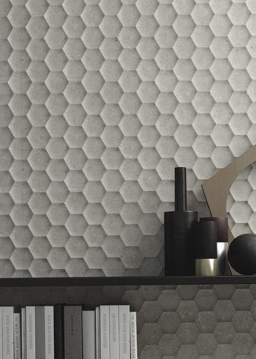 Walker Zanger - Bera & Beren - 12 in. x 36 in. Six Decorative Wall Tile - Dark Grey Installed Room Scene