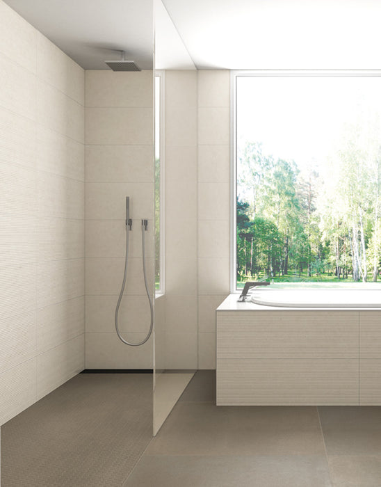 Walker Zanger - Bera & Beren - 12 in. x 36 in. Saw Decorative Wall Tile - White Installed