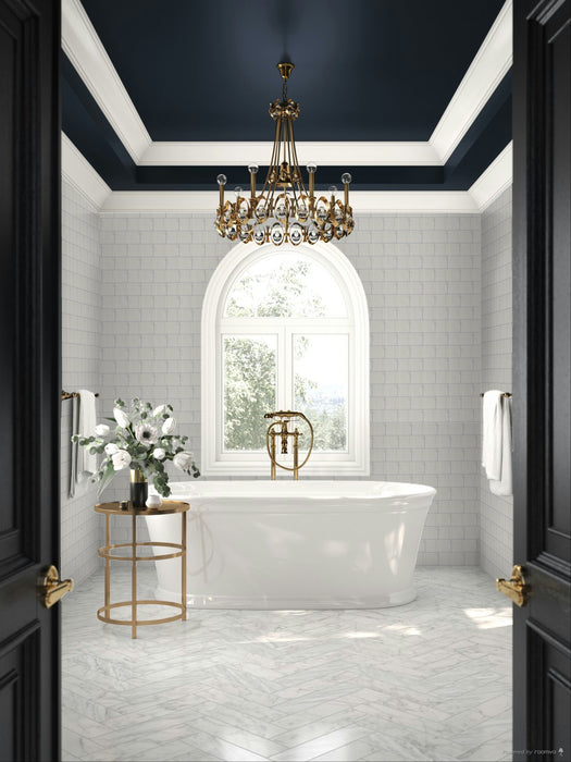 Walker Zanger - Robert Am Stern - Otto 3 in. x 6 in. Decorative Tile - Frost Crackle Installed