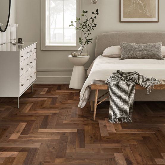 Anderson Tuftex Hardwood - Revival Walnut Herringbone - Engineered American Walnut - Rye Room Scene