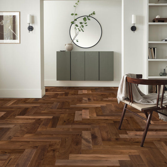 Anderson Tuftex Hardwood - Revival Walnut Herringbone - Engineered American Walnut - Rye Installed