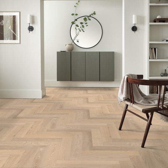 Anderson Tuftex Hardwood - European Ash Herringbone - Parfait Installed