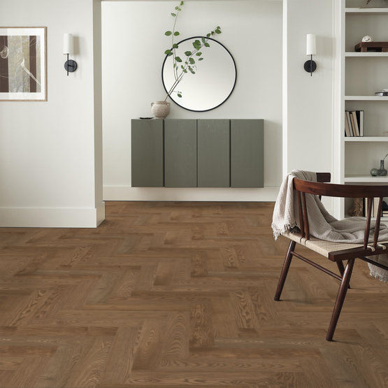 Anderson Tuftex Hardwood - European Ash Herringbone - Biscotti Installed