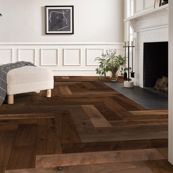 Anderson Tuftex Hardwood - Revival Walnut Herringbone - Engineered American Walnut - Rye Installed 2