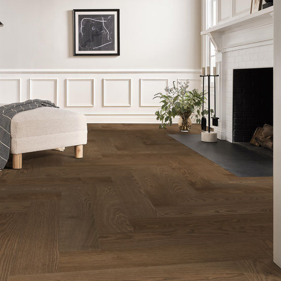 Anderson Tuftex Hardwood - European Ash Herringbone - Biscotti Installed