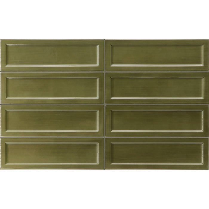 Equipe - Island Frame Collection - 2.5 in. x 8 in. Ceramic Wall Tile - Lichen