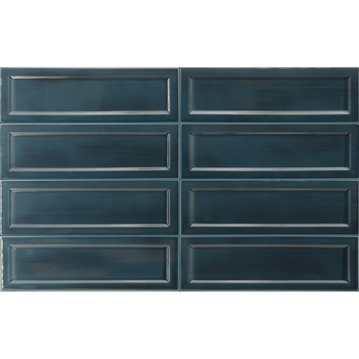 Equipe - Island Frame Collection - 2.5 in. x 8 in. Ceramic Wall Tile - Slate Blue