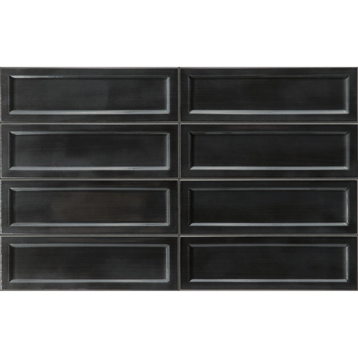Equipe - Island Frame Collection - 2.5 in. x 8 in. Ceramic Wall Tile - Black
