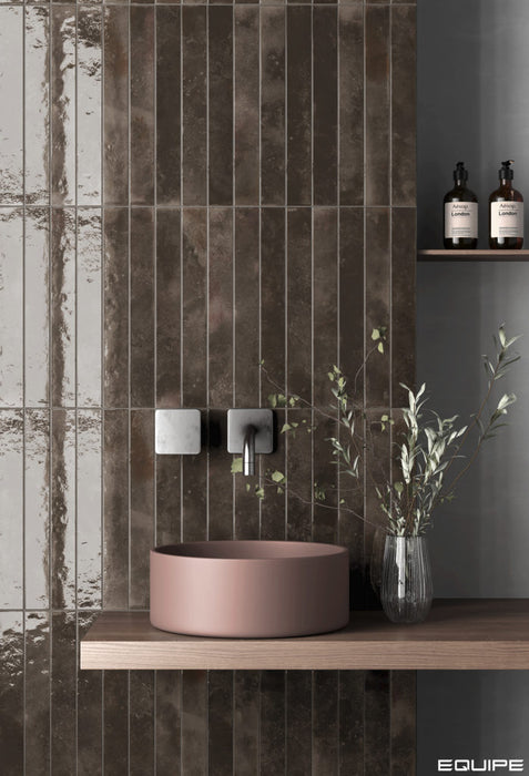 Equipe - Bali Collection - 2 in. x 16 in. Tile - Black Hat wall installation