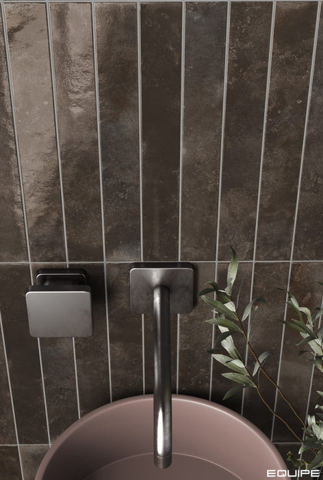 Equipe - Bali Collection - 2 in. x 16 in. Tile - Black Hat wall installation