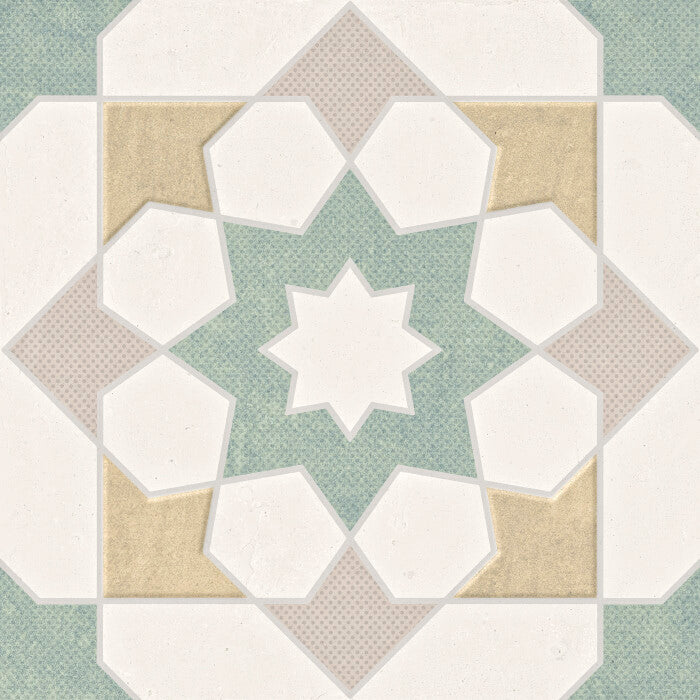 Harmony - Doha Collection - 9 in. x 9 in. - Porcelain Tile - Green Star
