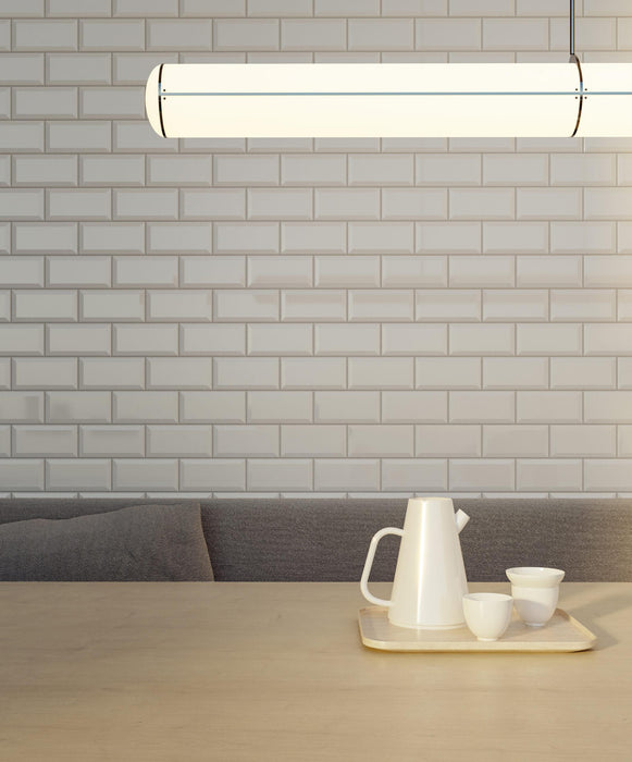 Tesoro Collection - Soho Series - 4 in. x 12 in. Wall Tile - Beveled Canvas White wall installation