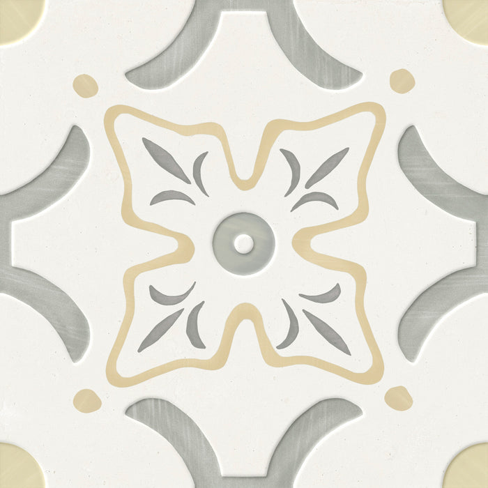 Harmony - Llevant Collection - 9 in. x 9 in. Porcelain Tile - Yellow Flower