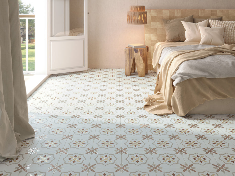 Harmony - Llevant Collection - 9 in. x 9 in. Porcelain Tile - Clay Cross Installed