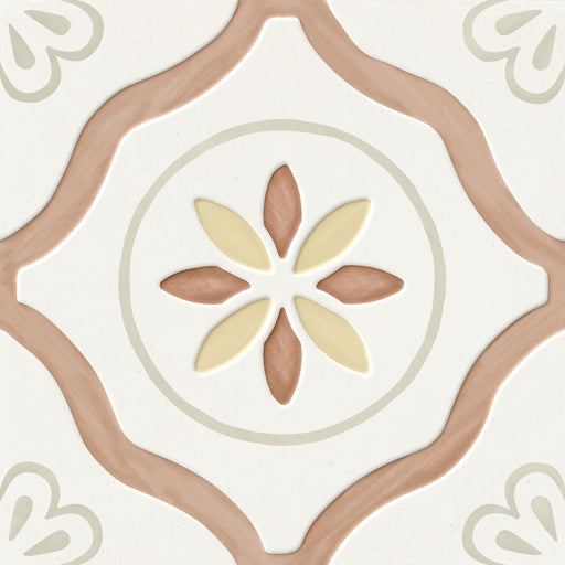 Harmony - Llevant Collection - 9 in. x 9 in. Porcelain Tile - Clay Petals