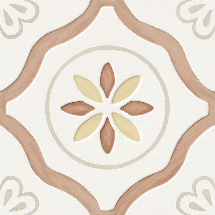 Harmony - Llevant Collection - 9 in. x 9 in. Porcelain Tile - Clay Petals