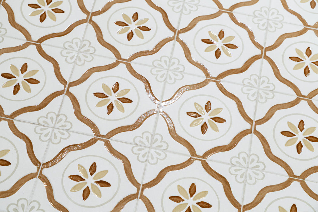 Harmony - Llevant Collection - 9 in. x 9 in. Porcelain Tile - Clay Petals Installed