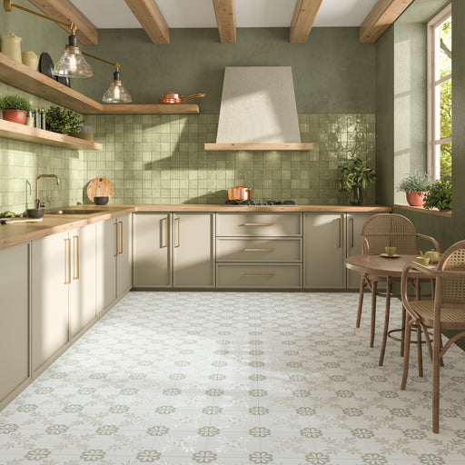 Harmony - Llevant Collection - 9 in. x 9 in. Porcelain Tile - Taupe Garden Installed