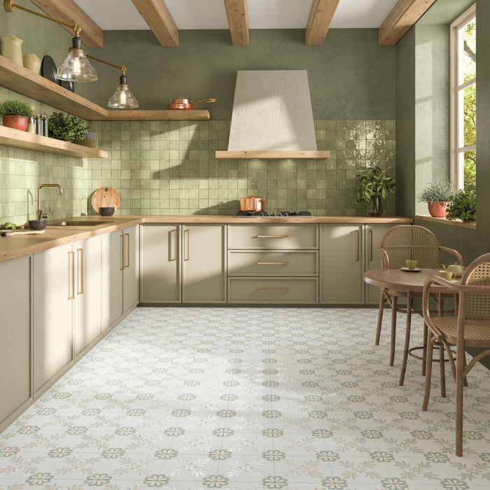 Harmony - Llevant Collection - 9 in. x 9 in. Porcelain Tile - Taupe Garden Installed