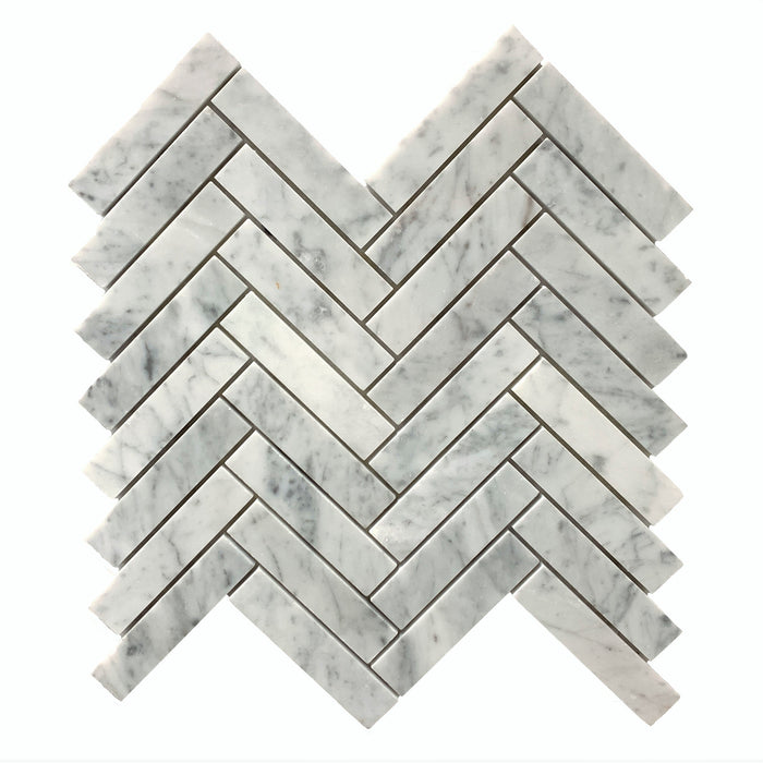 Rickert Tile - 1" x 4" Herringbone - Carrara