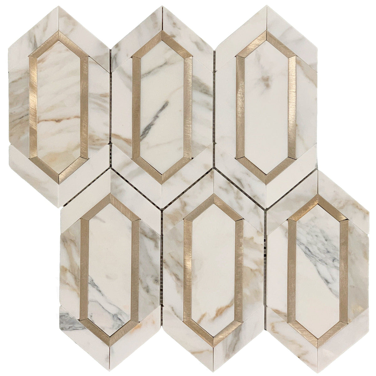 Rickert Tile - Calacatta Gold Picket w/ Gold Aluminum