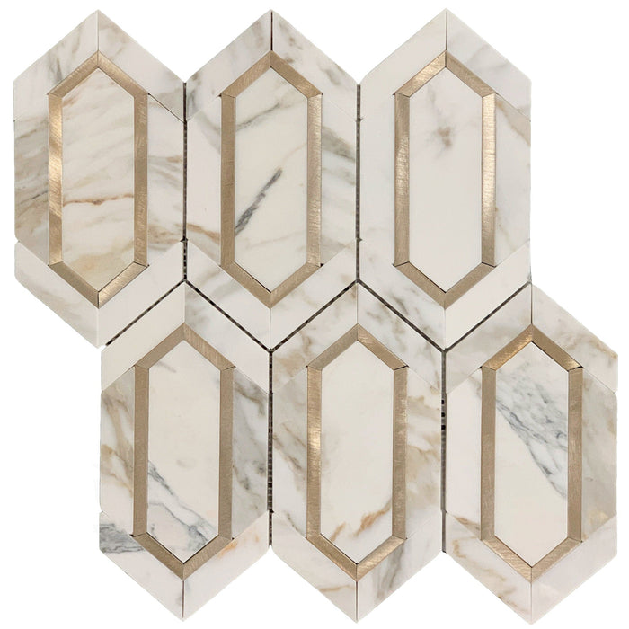 Rickert Tile - Calacatta Gold Picket w/ Gold Aluminum