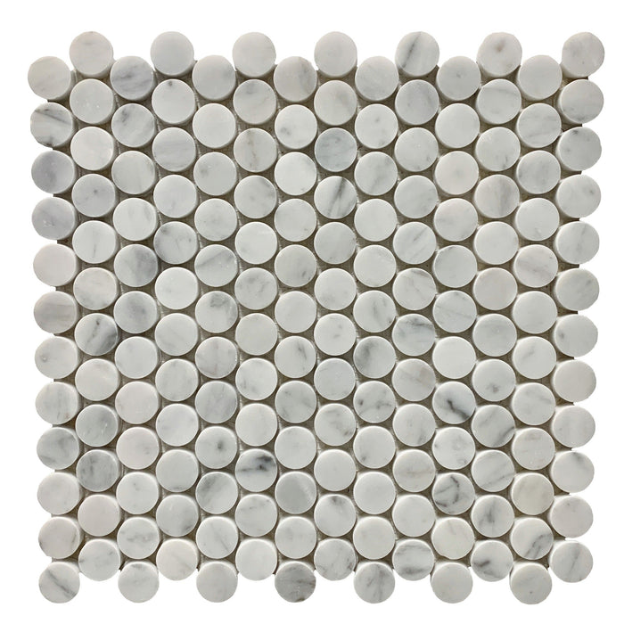 Rickert Tile - 1" Penny Round - Carrara Polished
