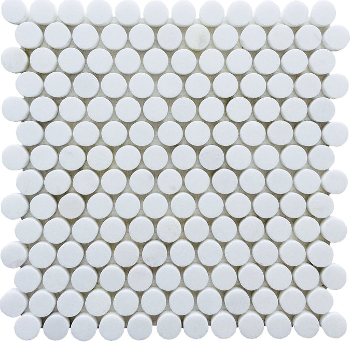 Rickert Tile - 1" Penny Round - Thassos Polished