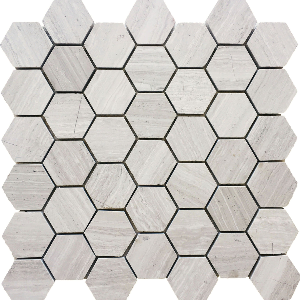 Rickert Tile - Wooden White 2&quot; Hex Honed