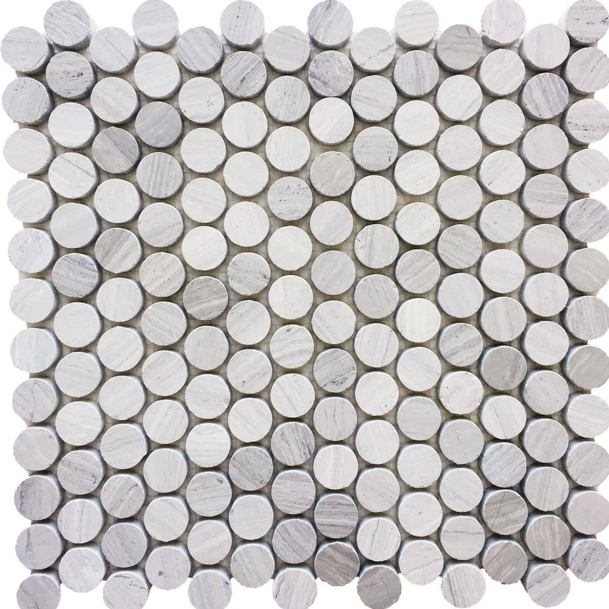 Rickert Tile - 1&quot; Penny Round - Wooden White Honed
