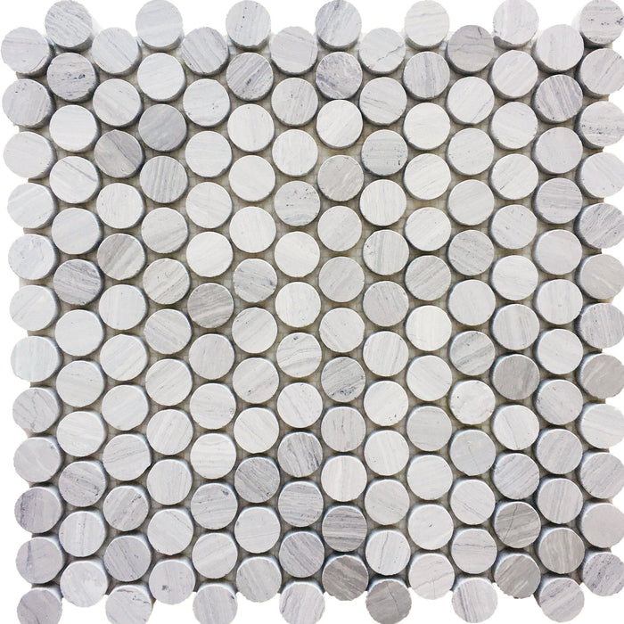 Rickert Tile - 1" Penny Round - Wooden White Honed