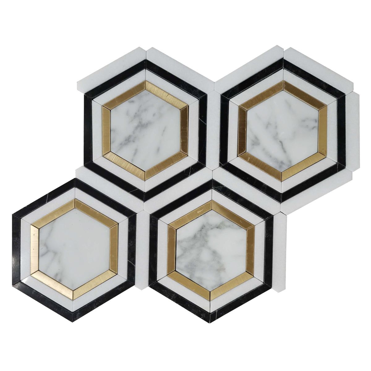 Rickert Tile - Harmony Statuario, Copper, Thassos and Nero