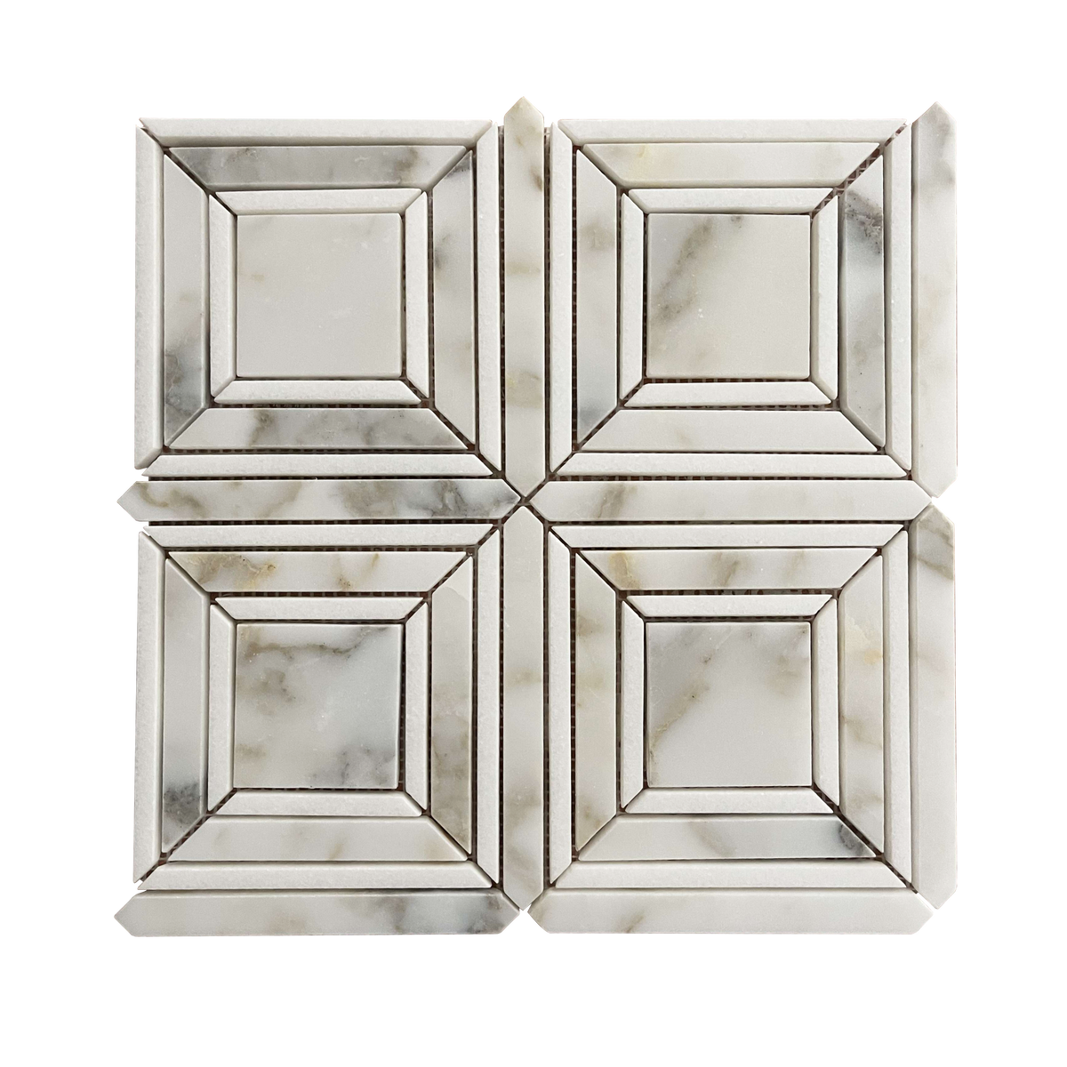 Rickert Tile - 12&quot; x 12&quot; - Block Calacatta Gold w/ Thassos Line Polished
