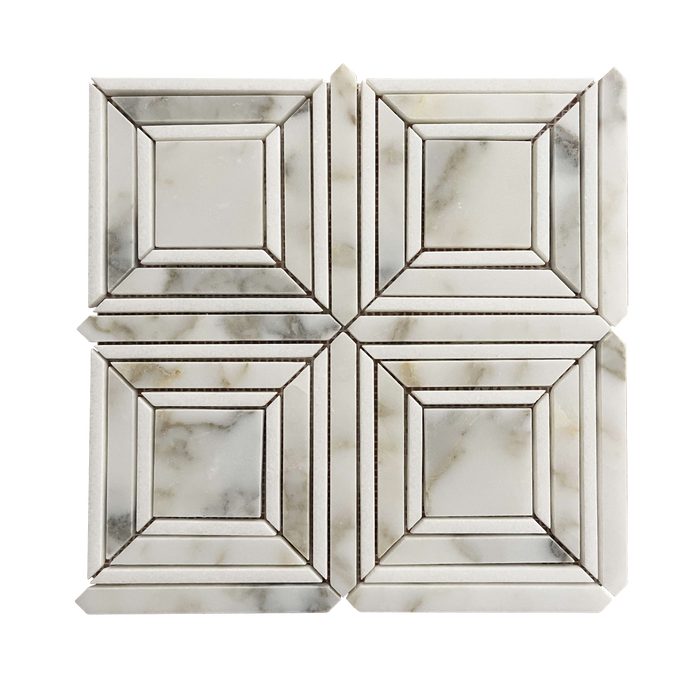 Rickert Tile - 12" x 12" - Block Calacatta Gold w/ Thassos Line Polished