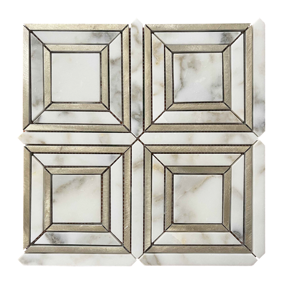 Rickert Tile - 12&quot; x 12&quot; - Block Calacatta Gold w/ Gold Line Polished