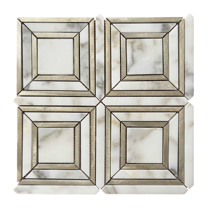 Rickert Tile - 12" x 12" - Block Calacatta Gold w/ Gold Line Polished