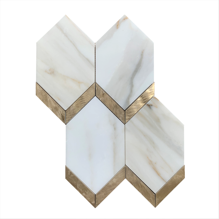 Rickert Tile - Vee Calacatta with Brushed Copper Line