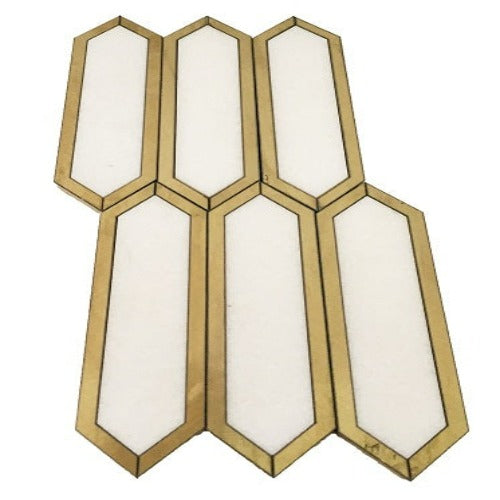 Rickert Tile - Hampton Thassos w/ Gold Brushed Line