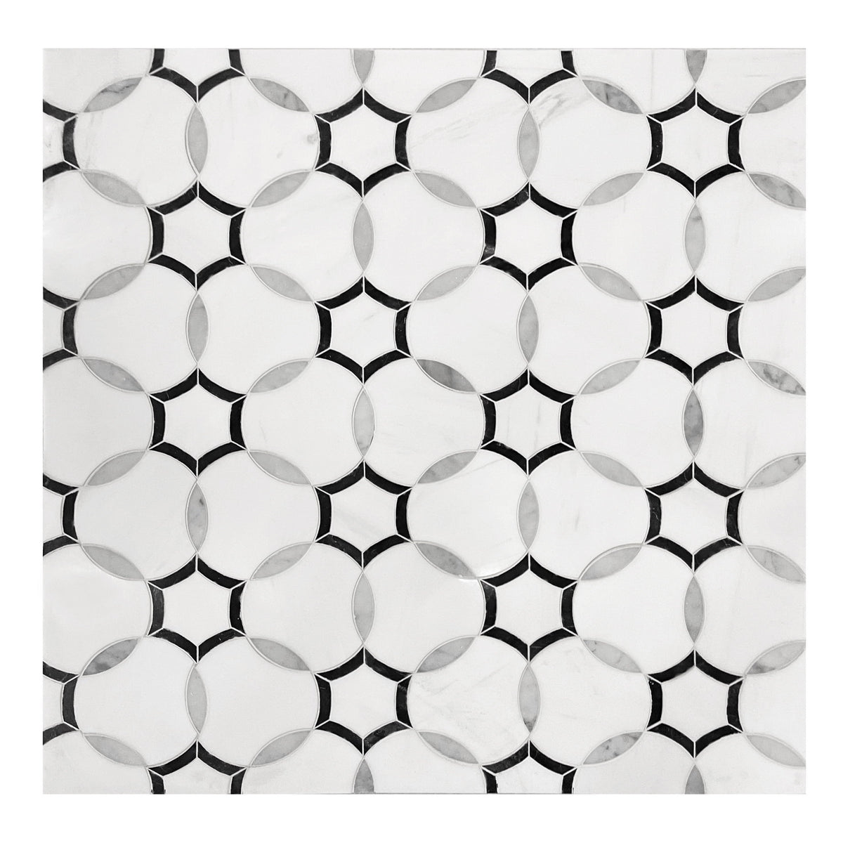 Rickert Tile - Starburst Carrara White, Dolomite, Nero