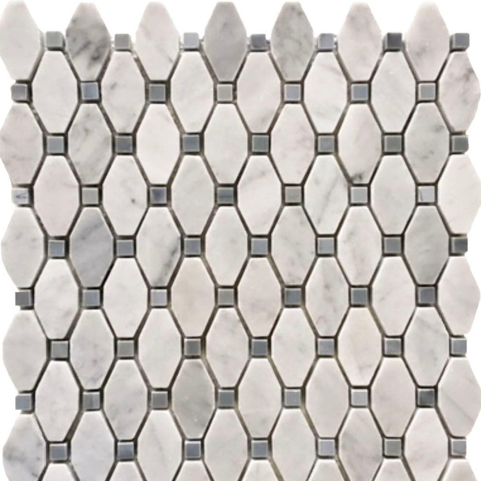 Rickert Tile - Trace Carrara w/ China Blue Dot Polished