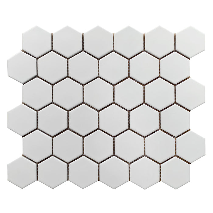 Rickert Tile - White 2 in. Hexagon Porcelain Mosaic